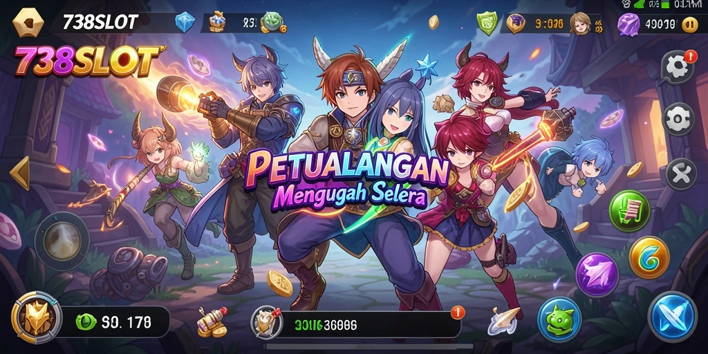Tampilan gameplay 738SLOT dengan karakter anime yang menawan.