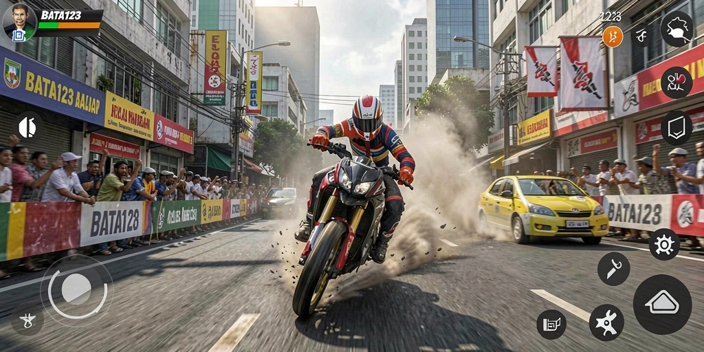Tampilan gameplay balap yang menegangkan dan seru di BATA123.