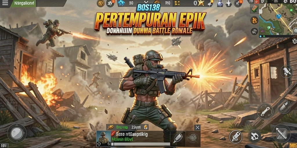 Tampilan seru gameplay BOS138 di arena Battle Royale.