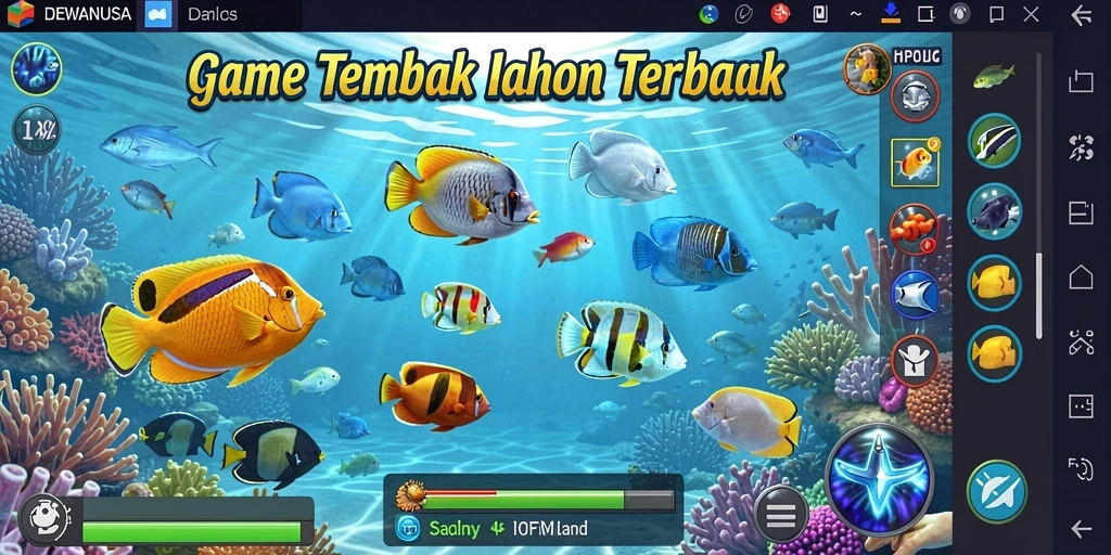 Tampilan gameplay <strong>DEWANUSA</strong> yang menarik dengan aksi menembak ikan.