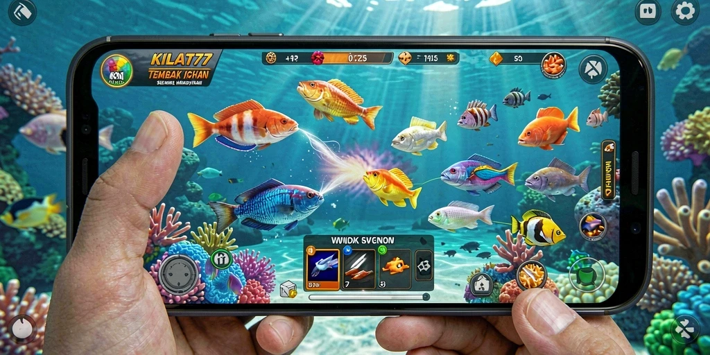 Screenshot gameplay KILAT77 menampilkan aksi seru Tembak Ikan.