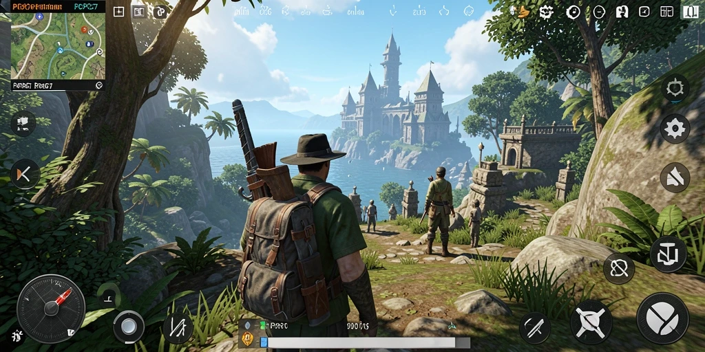 Tangkapan layar dari gameplay PCPC7 yang menunjukkan eksplorasi dunia terbuka.