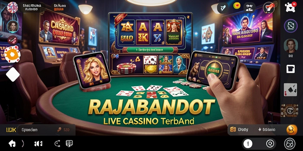 Tangkapan layar utama RAJABANDOT menampilkan dealer profesional dan gameplay yang mendebarkan.