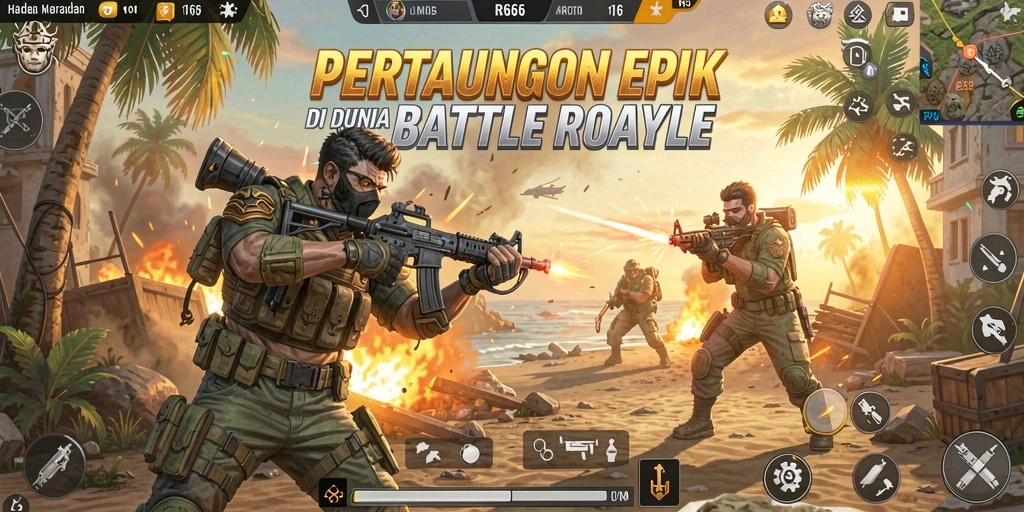 Gameplay seru dan penuh aksi RR666 dalam mode Battle Royale.