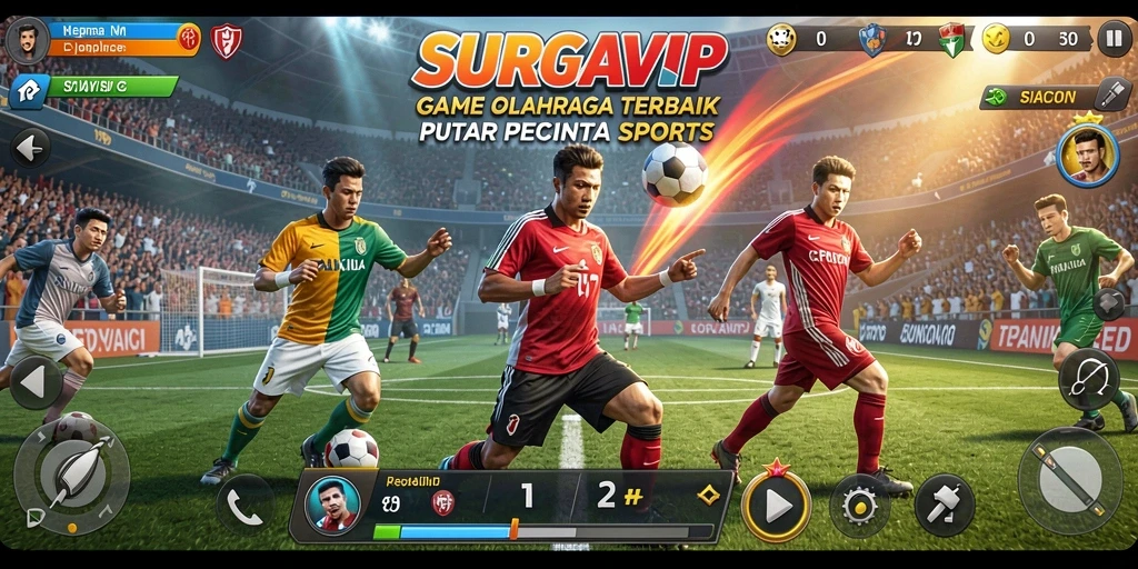 Tangkapan layar SURGAVIP menampilkan suasana pertandingan yang mendebarkan.